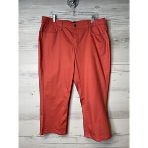 Lee Pants Womens 18M Red Coral Cropped Stretch‎ Casual Relaxed Fit Pockets Zip